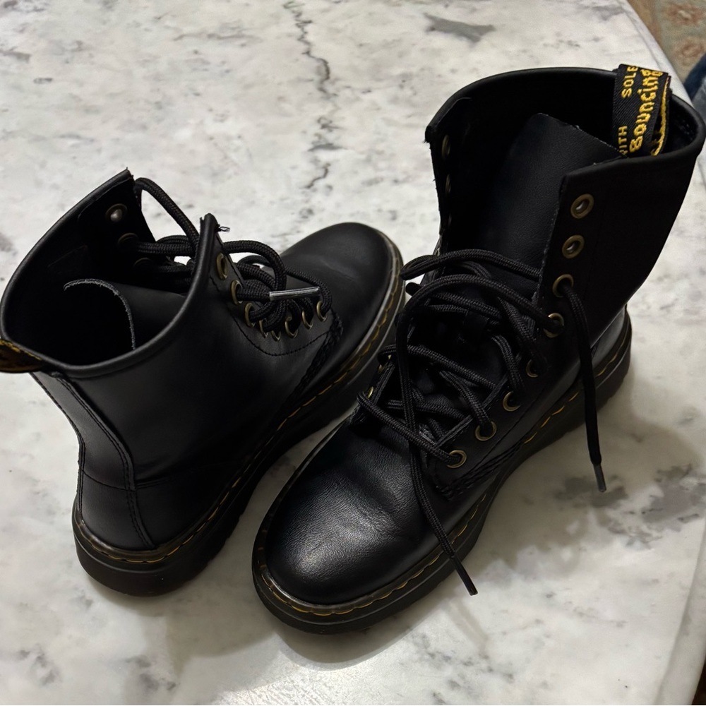 Dr. Martens Black Boots with Yellow Stitching - Picture 4 of 8